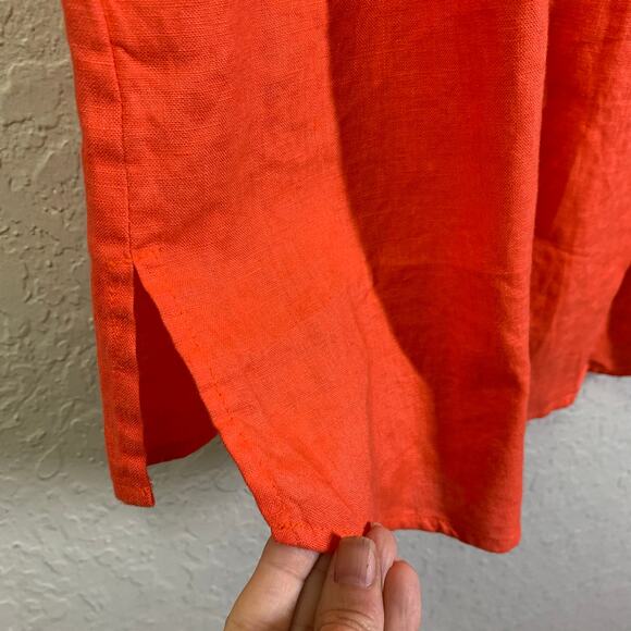 SIGRED OLSEN Dress Medium Linen Halter Peek A Boo Back Side Slits High Low Hem - Picture 9 of 14